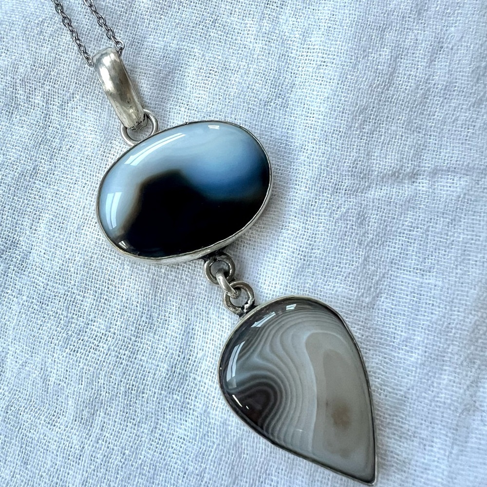925 Transformational Double Botswana Agate Pendan… - image 3